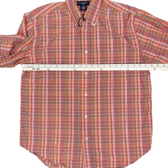 Ivy Crew Men's Button Down Shirt Orange Plaid Multicolor Size Medium - Picture 2 of 7